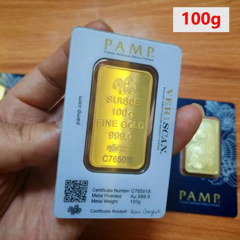 Creative Lady 100g Gold Bars with serial numbers