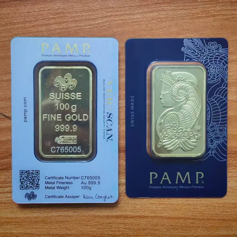 Creative Lady 100g Gold Bars with serial numbers